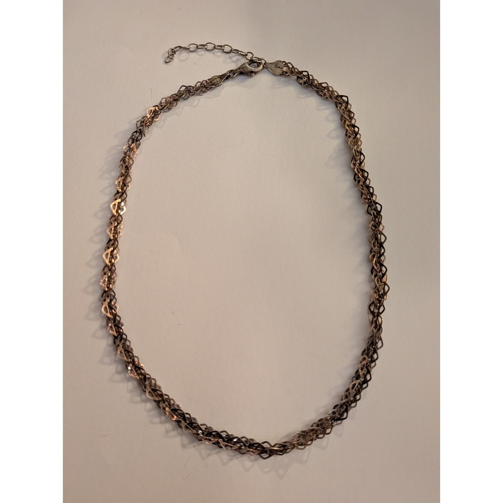 Vintage Dyadema 925 Italy Sterling Silver Mesh Lattice Chain Necklace‎